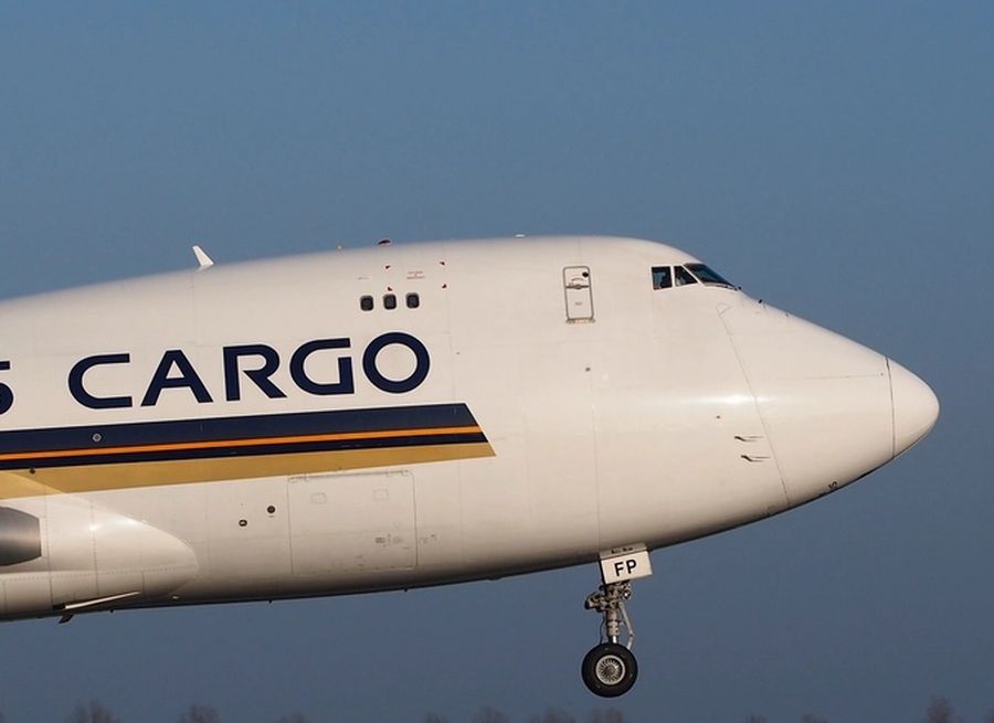 A cargo aircraft on departure